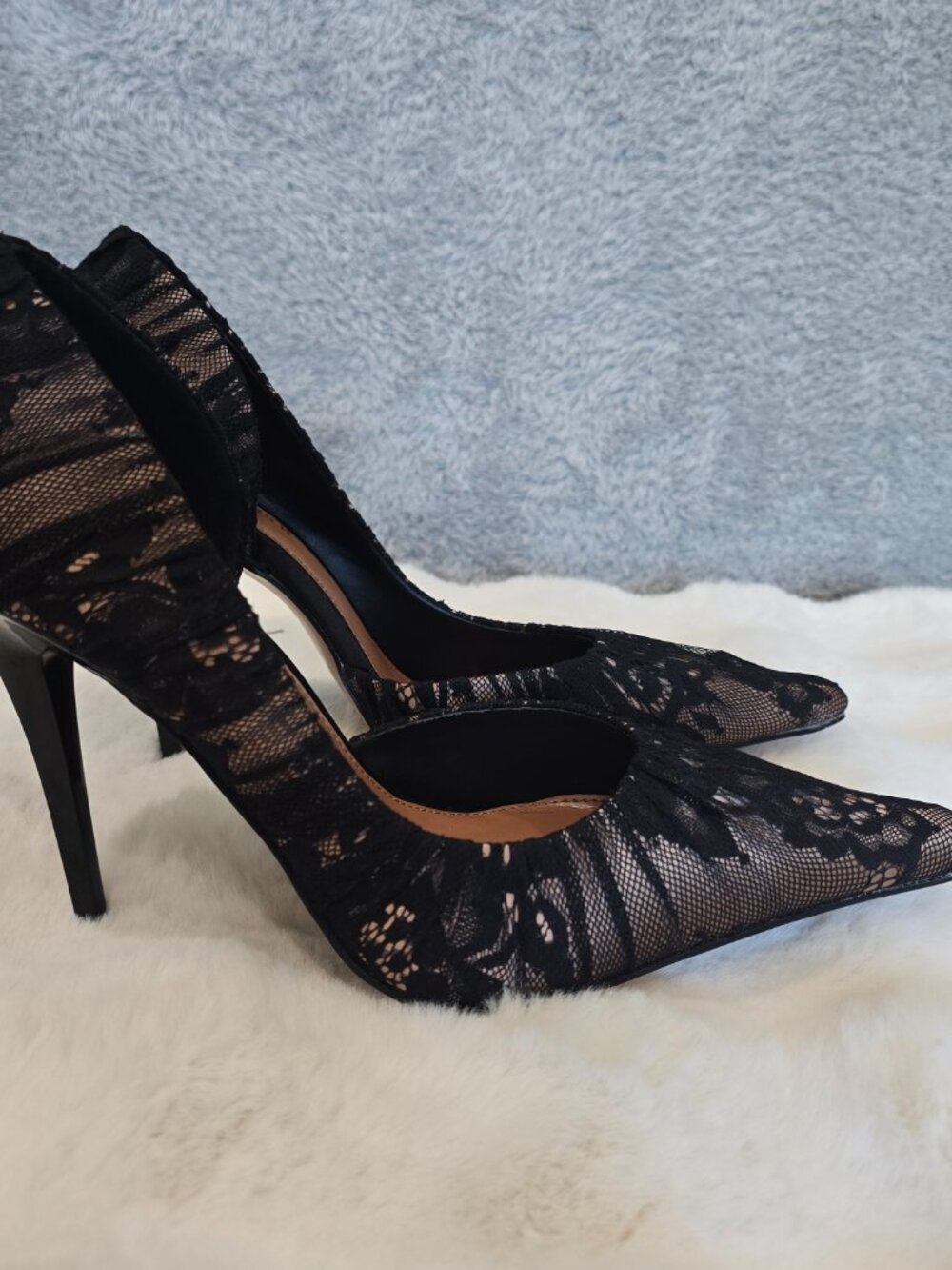 Steve Madden Elegant Stiletto D'Orsay Black Lace Heels Women's Sizes NEW - Picture 8 of 13